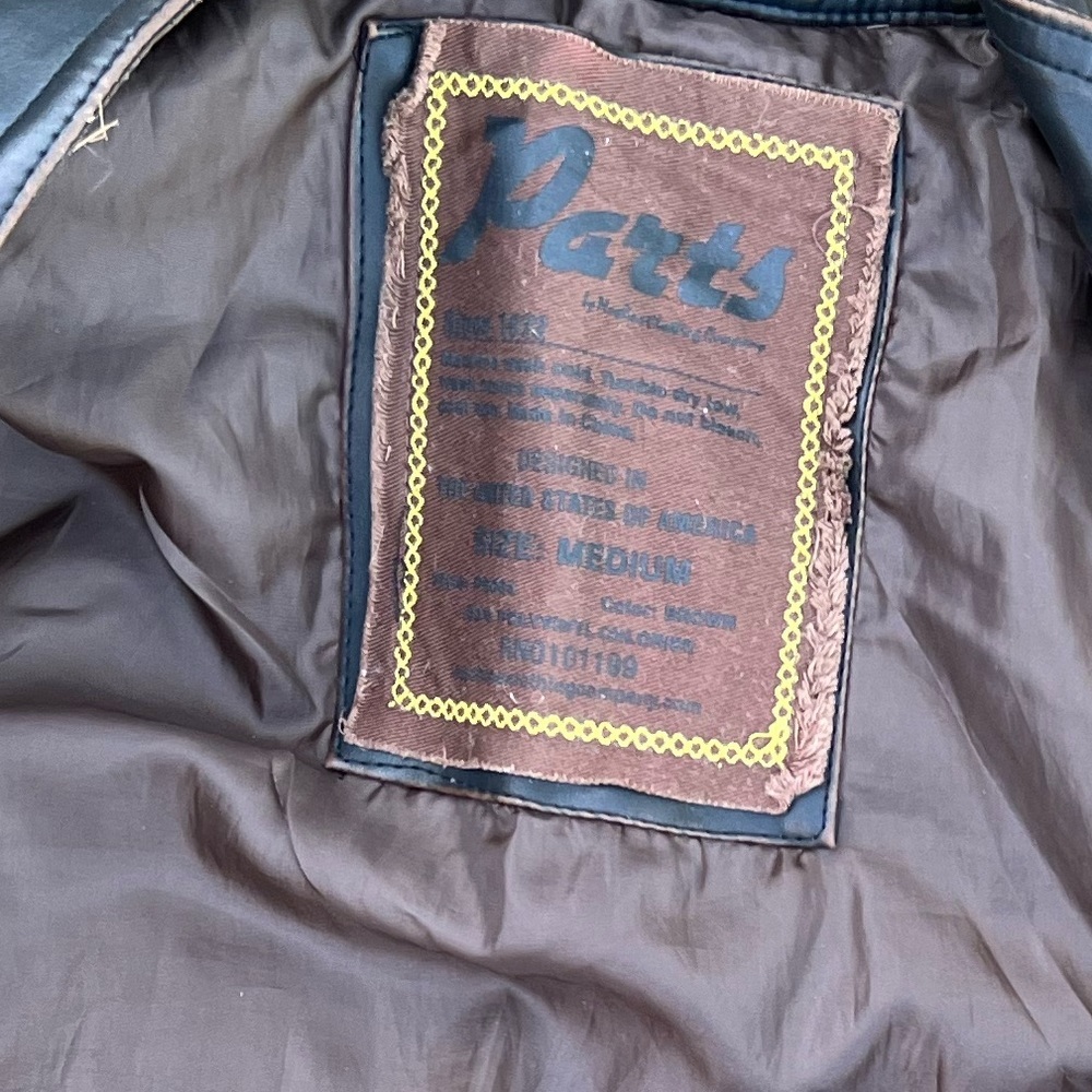 ✅Parts Leather Jacked 100% Polyurethane Made China Dark Brown size Medium - Picture 4 of 5